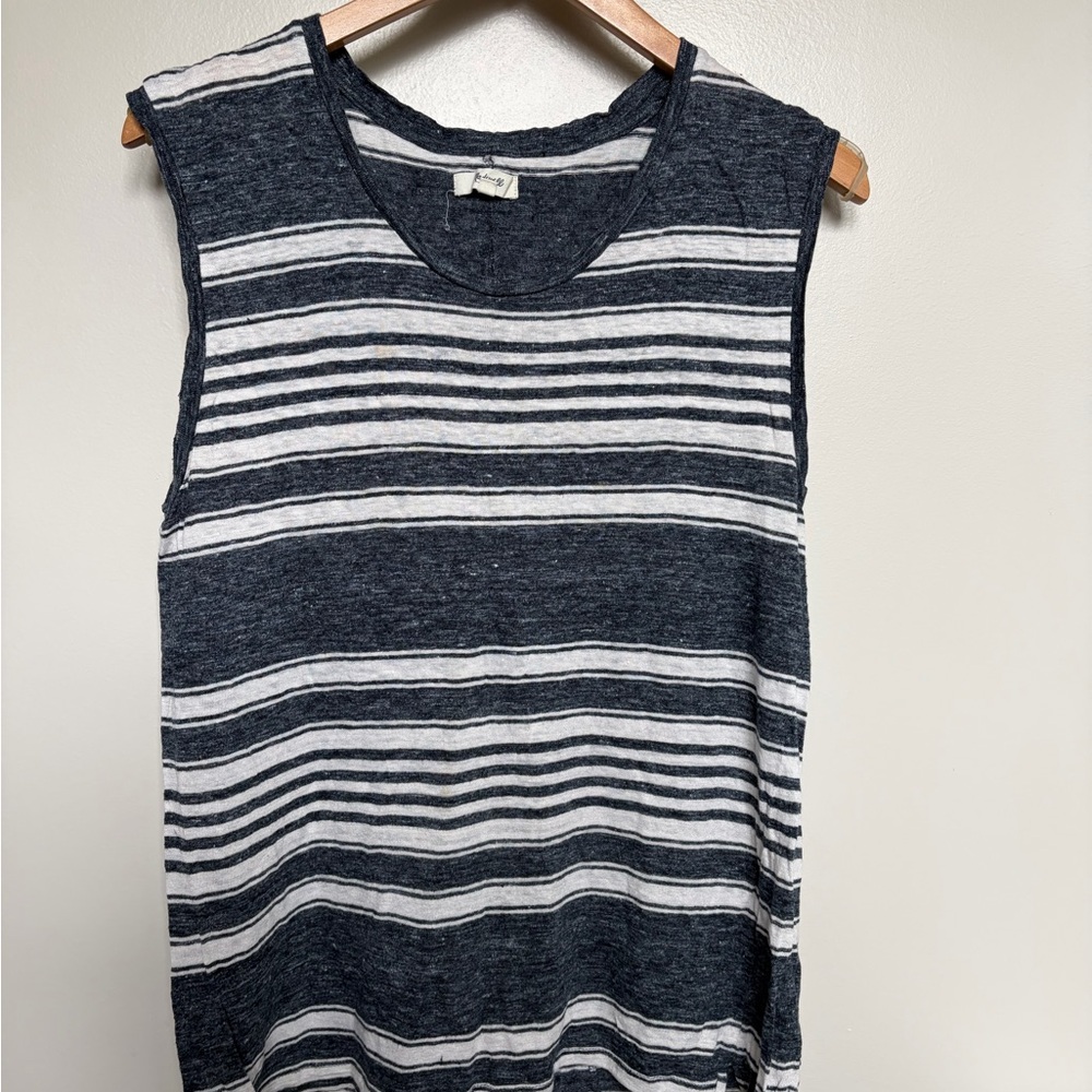 Madewell Navy & White Striped Sleeveless Tank